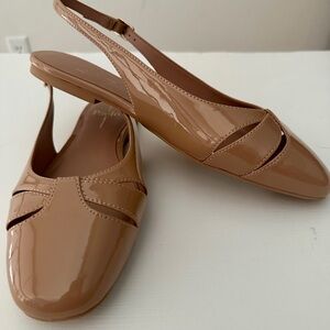 Paolo Glossy Tan Slingback Flats